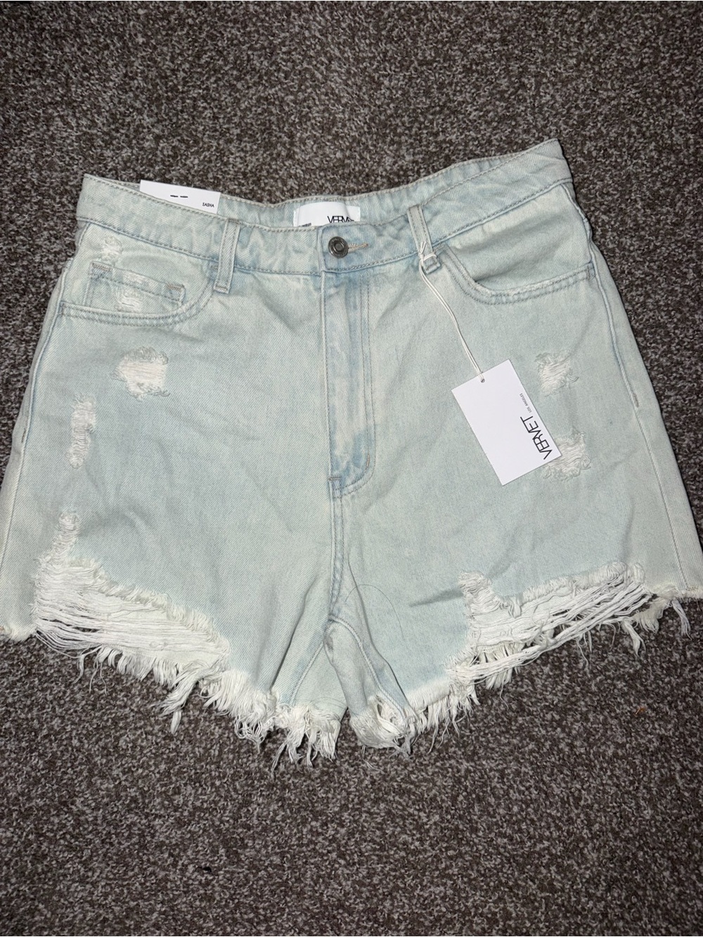 Vero Moda Pale Mint Distressed Denim Cutoff Shorts